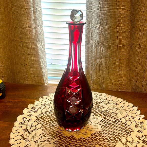 Vintage Bohemian Nachtman Traube  hand cut crystal wine decanter - Picture 1 of 3